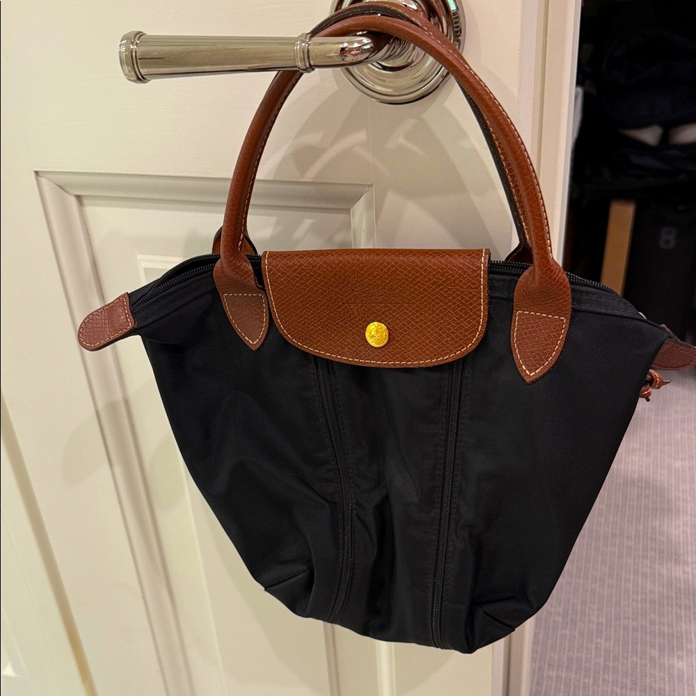 Longchamp Black and Brown Tote Bag